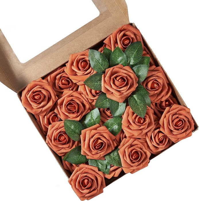 Bulk 25Pcs Rose Heads Artificial Flowers Box Set with Detachable Stems for DIY Wedding Floral Arrangements Centerpieces Wholesale