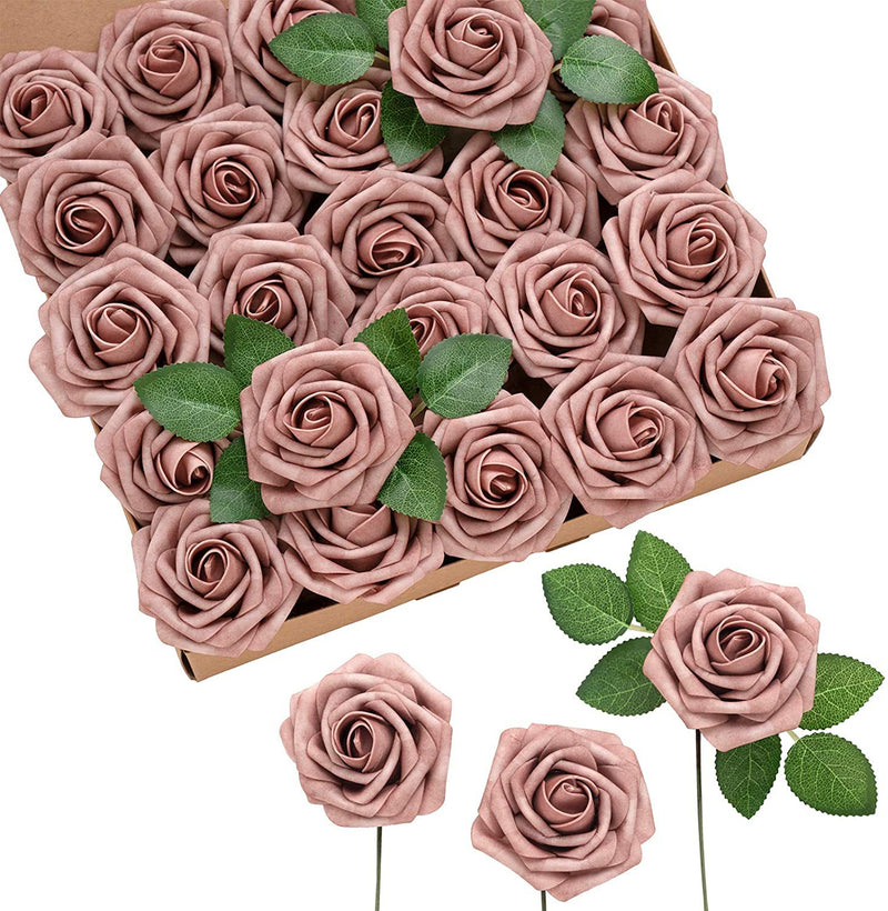 Clearance 25Pcs Artificial Rose with Stems for Wedding Decorations Bridal Shower Party Decorations Whoelsale