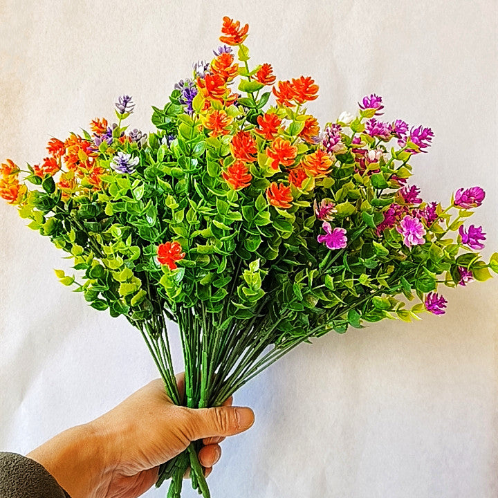 A granel 8 piezas de plantas verdes artificiales flores arbustos resistentes a los rayos UV para exteriores macetas colgantes caja de ventana porche delantero decoraciones de interior al por mayor