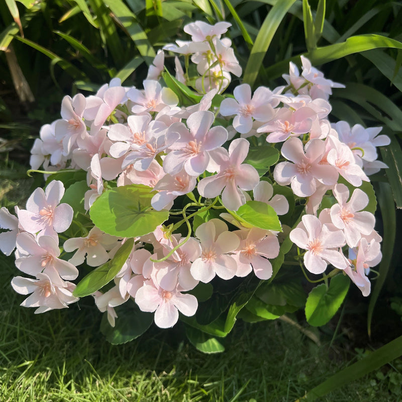 Bulk 2025 Upgraded 16” Outdoor Artificial Begonia Flowers 24 Stems UV Resistant Plants Wholesale