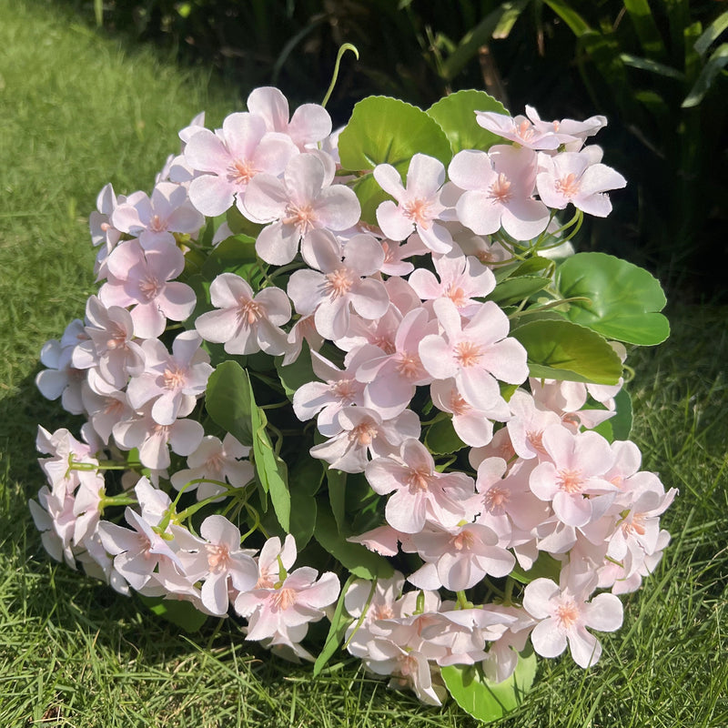 Bulk 2025 Upgraded 16” Outdoor Artificial Begonia Flowers 24 Stems UV Resistant Plants Wholesale