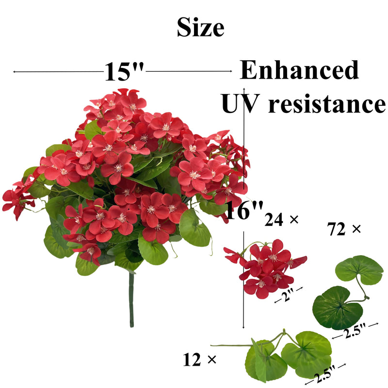 Bulk 2025 Upgraded 16” Outdoor Artificial Begonia Flowers 24 Stems UV Resistant Plants Wholesale