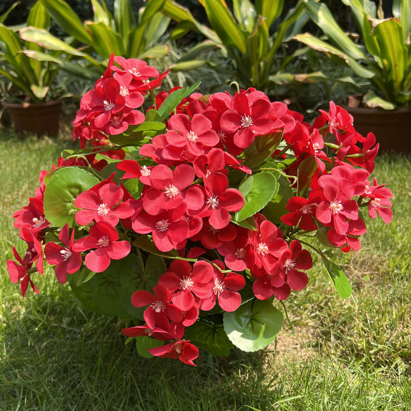 Bulk 2025 Upgraded 16” Outdoor Artificial Begonia Flowers 24 Stems UV Resistant Plants Wholesale