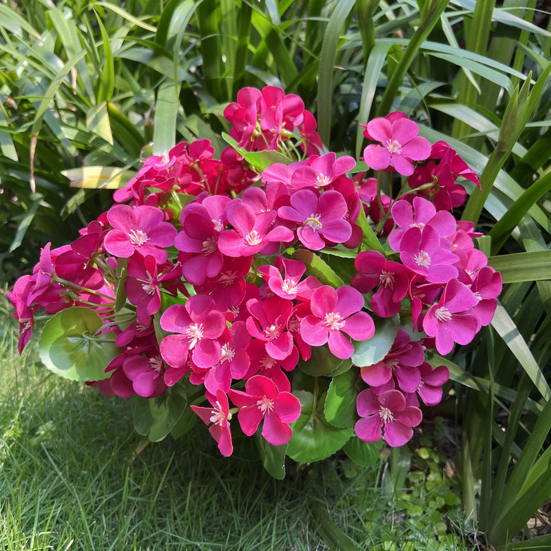 Bulk 2025 Upgraded 16” Outdoor Artificial Begonia Flowers 24 Stems UV Resistant Plants Wholesale