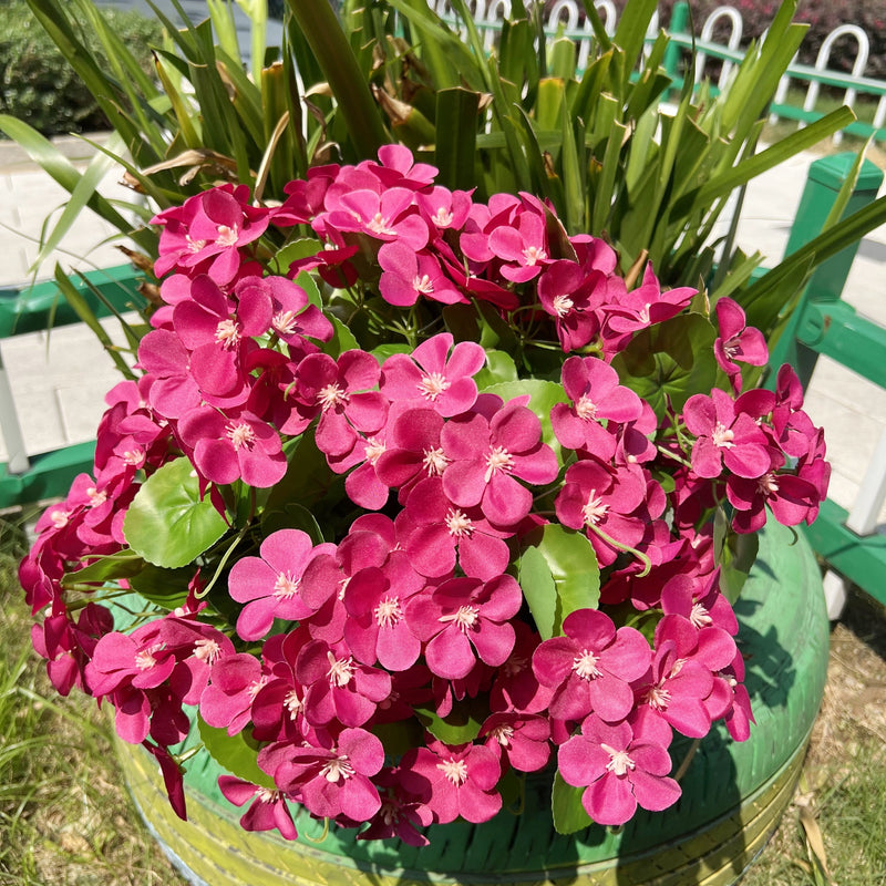 Bulk 2025 Upgraded 16” Outdoor Artificial Begonia Flowers 24 Stems UV Resistant Plants Wholesale