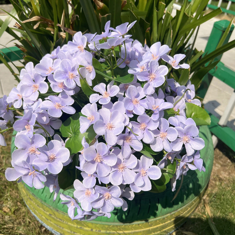 Bulk 2025 Upgraded 16” Outdoor Artificial Begonia Flowers 24 Stems UV Resistant Plants Wholesale