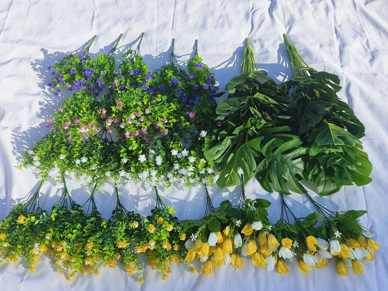 Bulk 26pcs Large Outdoor Monstera Plants With Faux Flowers UV Resistant Wholesale