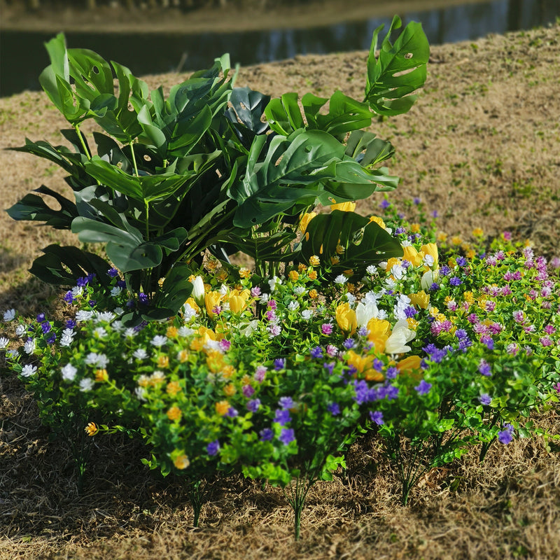 Bulk 26pcs Large Outdoor Monstera Plants With Faux Flowers UV Resistant Wholesale