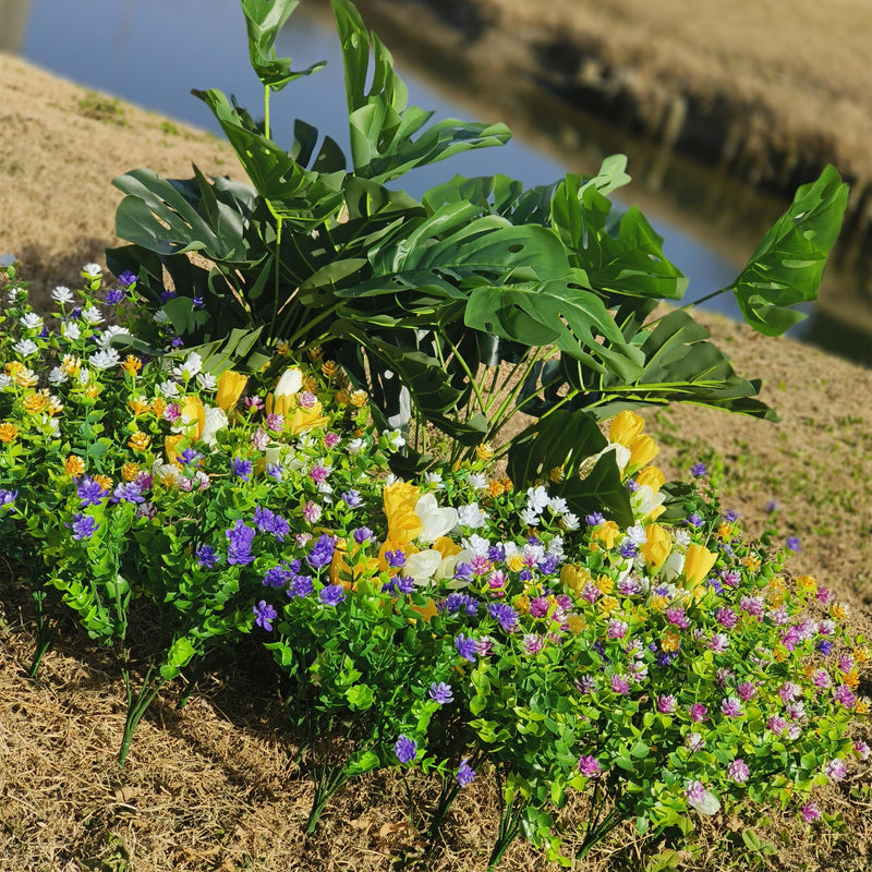 Bulk 26pcs Large Outdoor Monstera Plants With Faux Flowers UV Resistant Wholesale