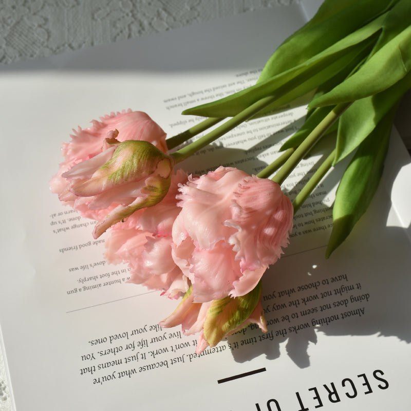 Bouquet de tiges de tulipes perroquet en vrac, 5 pièces, toucher réaliste, fleurs artificielles, vente en gros 