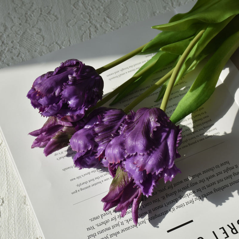 Bouquet de tiges de tulipes perroquet en vrac, 5 pièces, toucher réaliste, fleurs artificielles, vente en gros 