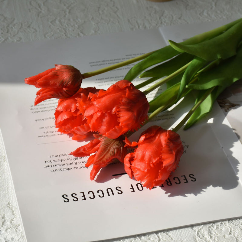 Bouquet de tiges de tulipes perroquet en vrac, 5 pièces, toucher réaliste, fleurs artificielles, vente en gros 