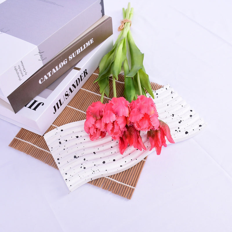 Bouquet de tiges de tulipes perroquet en vrac, 5 pièces, toucher réaliste, fleurs artificielles, vente en gros 