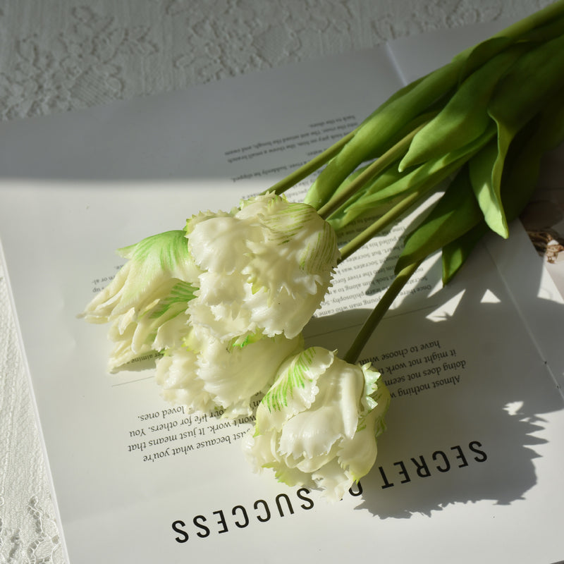 Bouquet de tiges de tulipes perroquet en vrac, 5 pièces, toucher réaliste, fleurs artificielles, vente en gros 