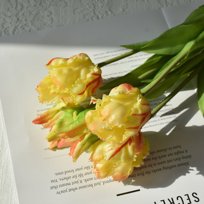 Bulk 5Pcs Parrot Tulips Stems Bouquet Real Touch Floral Artificial Wholesale
