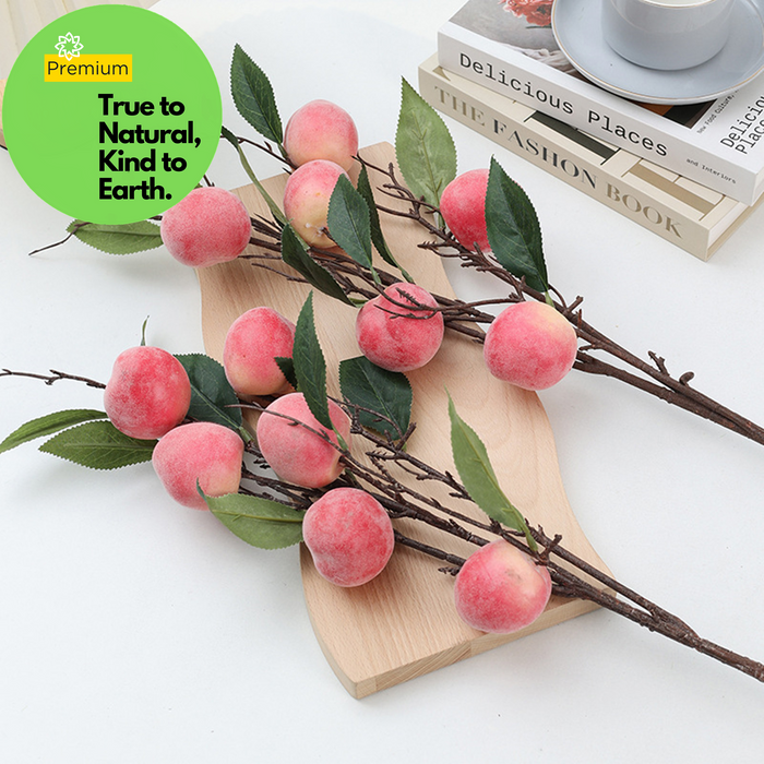 Premium Real Touch Peach Artificial Fruits Branches