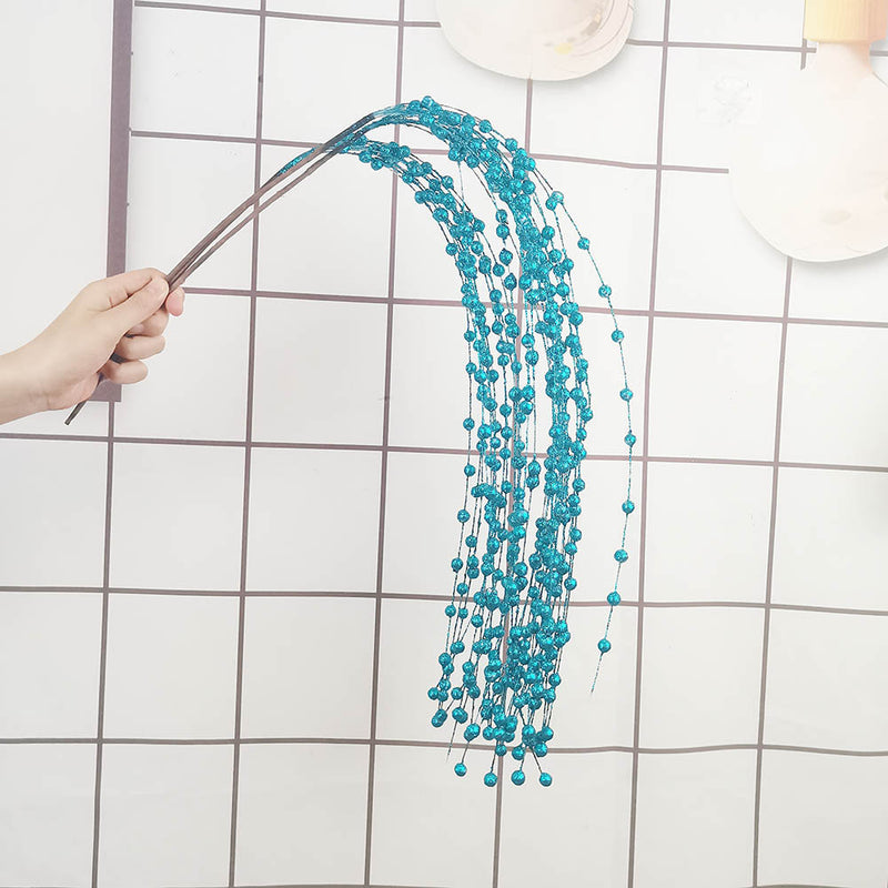 Bulk 5Pcs Artificial Glitter Berry Long Stems Weeping Christmas Ornaments Flowers Arrangement Decoration Wholesale