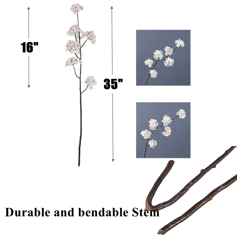 Bulk 35" Extra Long Pear Blossom Stems Artificial Spring Silk Flowers Wholesale