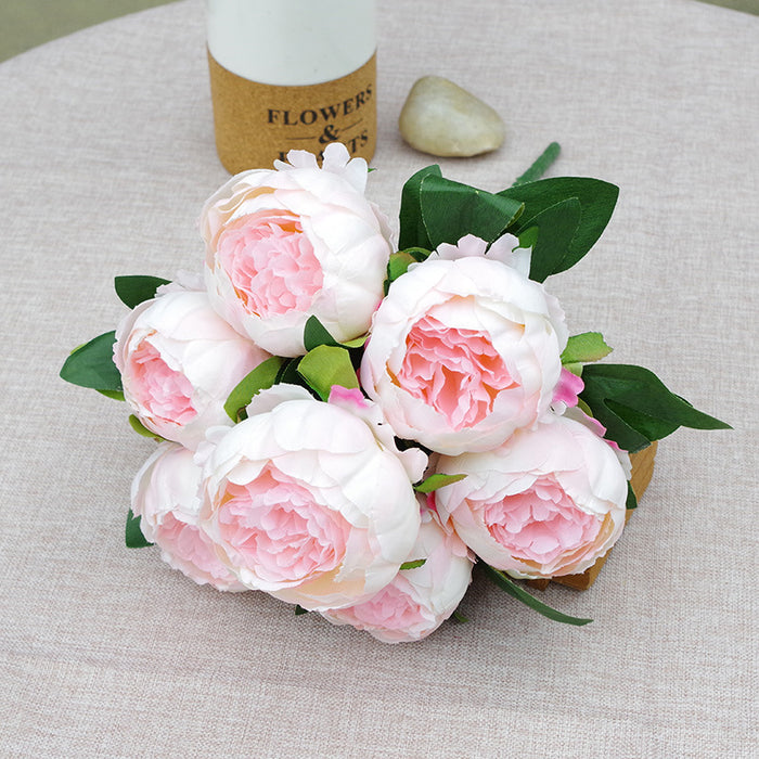 Bulk 17 inches Tall Peony Bush Bouquet 7 Heads Artificial Peony Silk Flowers Wholesale