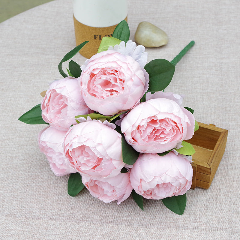 Bulk 17 inches Tall Peony Bush Bouquet 7 Heads Artificial Peony Silk Flowers Wholesale