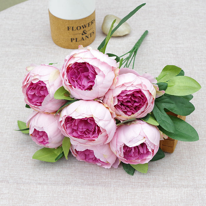 Bulk 17 inches Tall Peony Bush Bouquet 7 Heads Artificial Peony Silk Flowers Wholesale