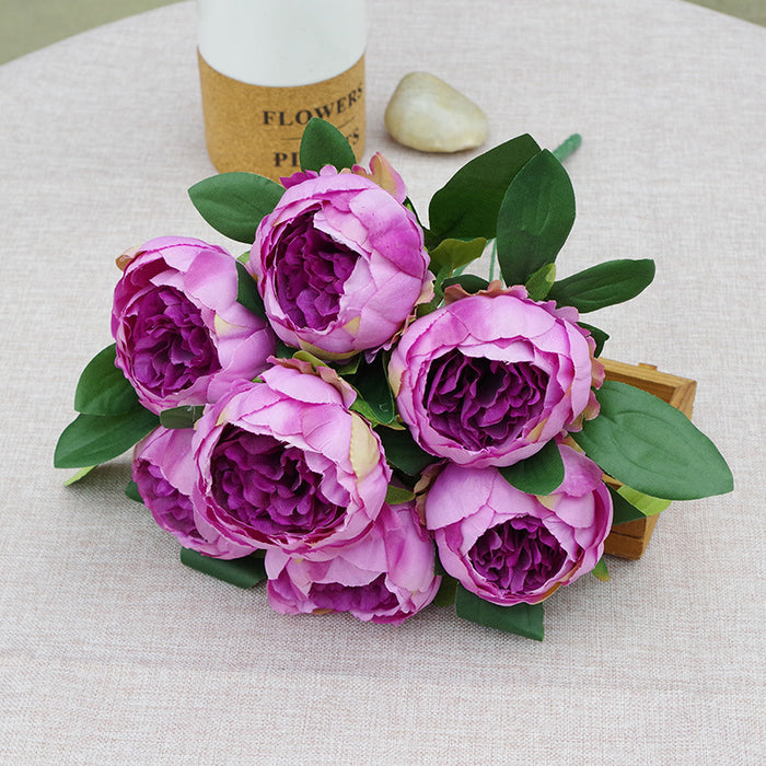 Bulk 17 inches Tall Peony Bush Bouquet 7 Heads Artificial Peony Silk Flowers Wholesale