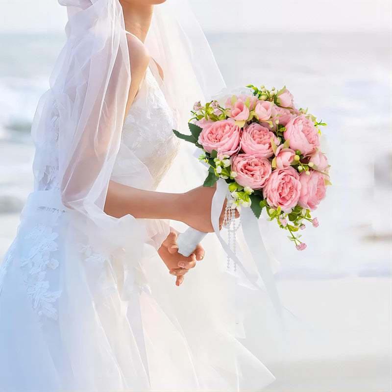 Lot de 4 bouquets de pivoines artificielles de 12 pouces, vente en gros