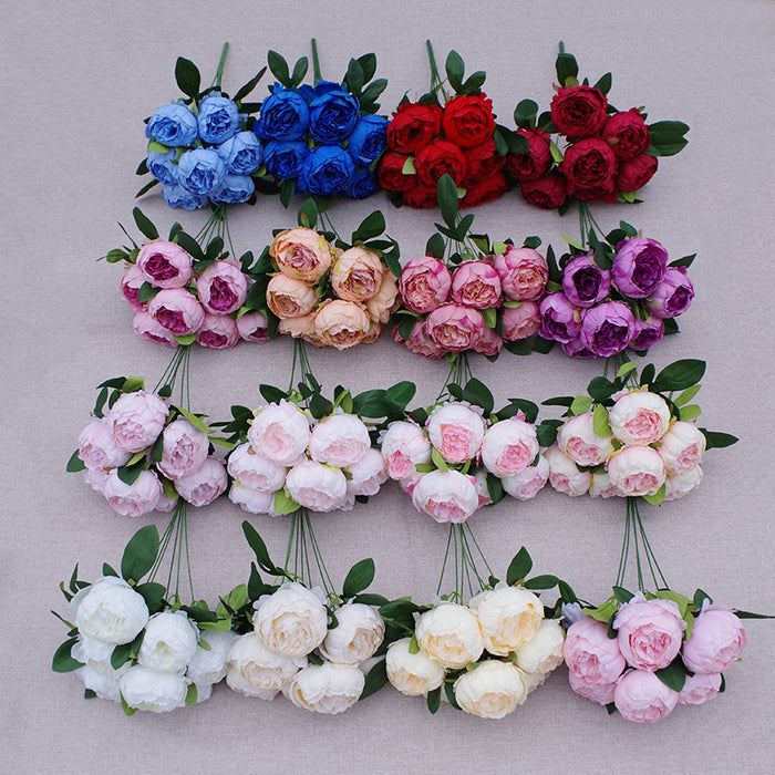 Bulk 17 inches Tall Peony Bush Bouquet 7 Heads Artificial Peony Silk Flowers Wholesale