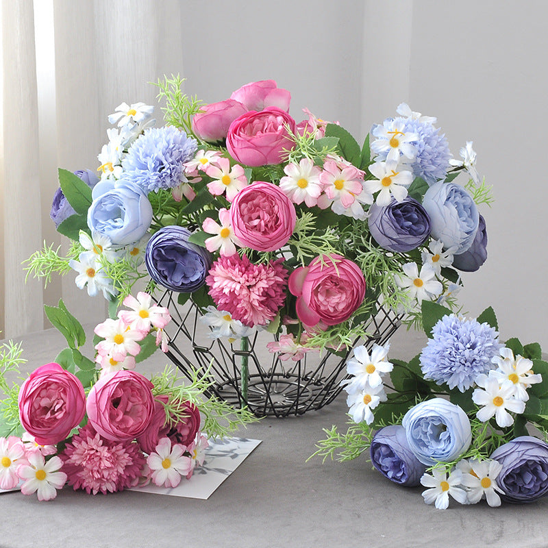 Bulk 12" Small Mixed Peony Daisy Mum Bush Bouquet for Table Floral Arrangements Wholesale