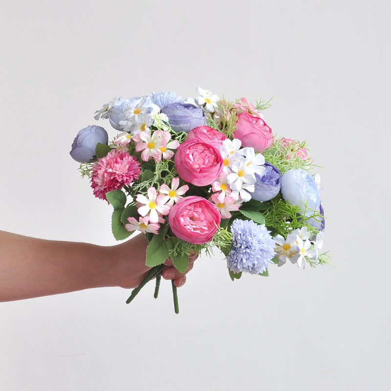 Bulk 12" Small Mixed Peony Daisy Mum Bush Bouquet for Table Floral Arrangements Wholesale