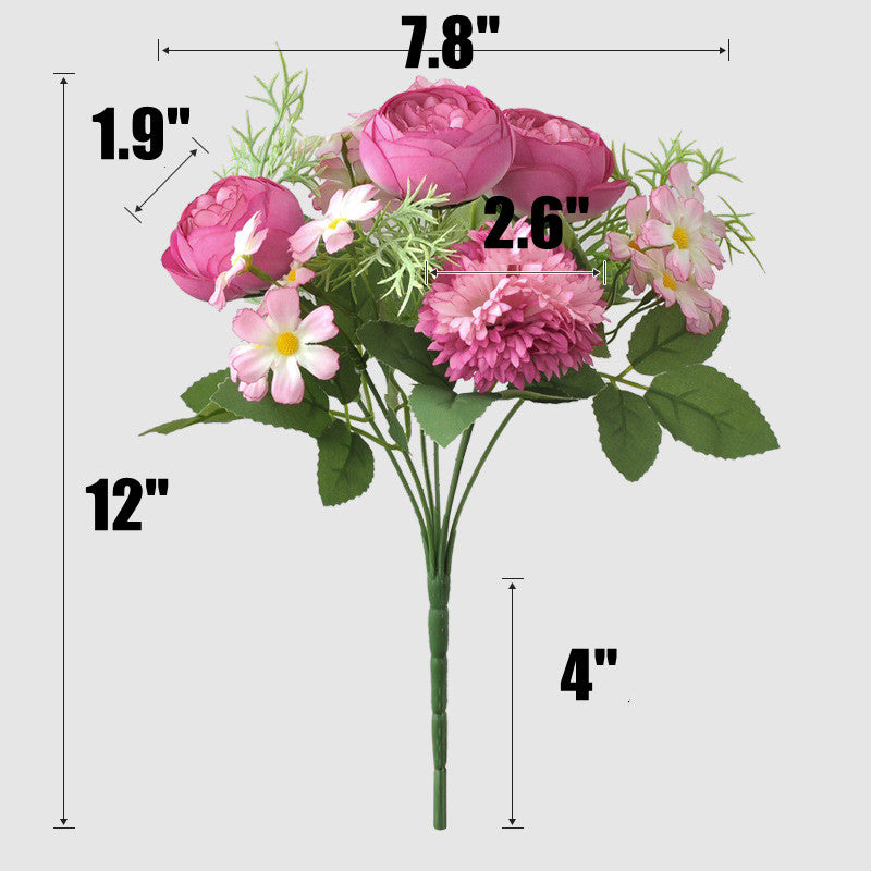 Bulk 12" Small Mixed Peony Daisy Mum Bush Bouquet for Table Floral Arrangements Wholesale