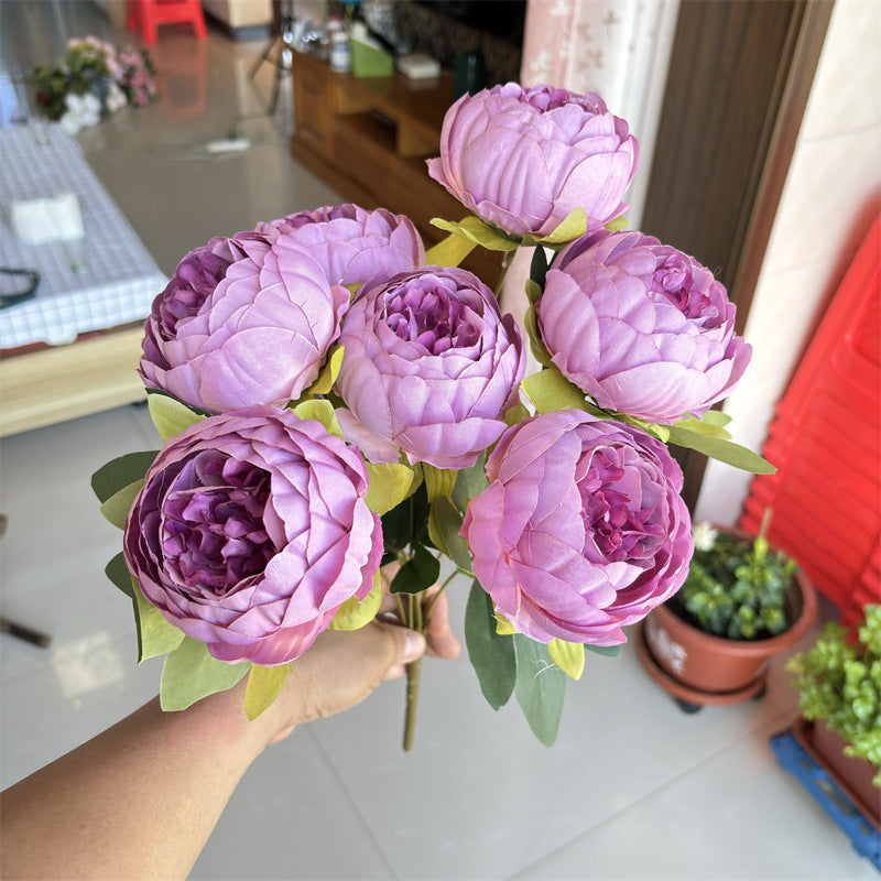 Bulk 17" Peony Bush Bouquet 7 Stems Silk Flowers Artificial Wholesale