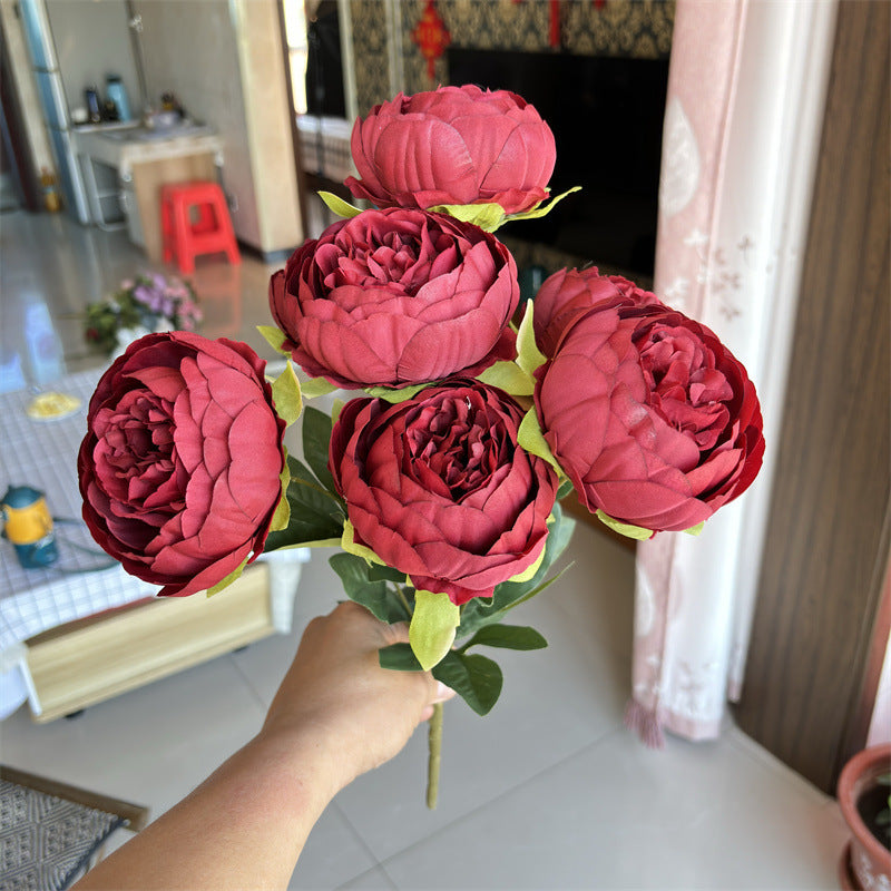 Bulk 17" Peony Bush Bouquet 7 Stems Silk Flowers Artificial Wholesale