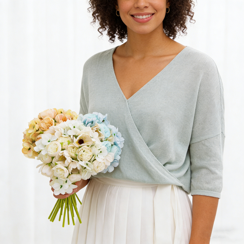 Bulk 12" Peony & Hydrangea Artificial Bouquet- Lifelike Silk Floral Arrangements for Weddings & Home Decor Wholesale