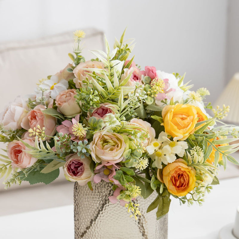 Bulk 12.6" Small Peony Mixed Flowers Bouquet Silk Flowers Artificial Wholesale