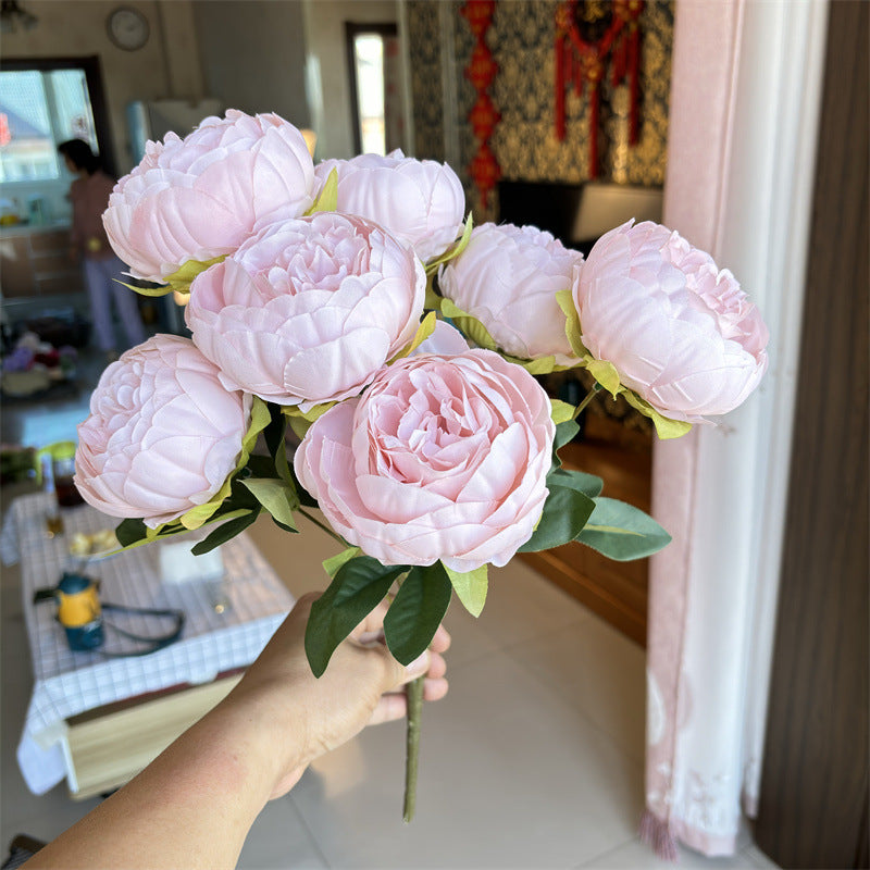 Bulk 17" Peony Bush Bouquet 7 Stems Silk Flowers Artificial Wholesale