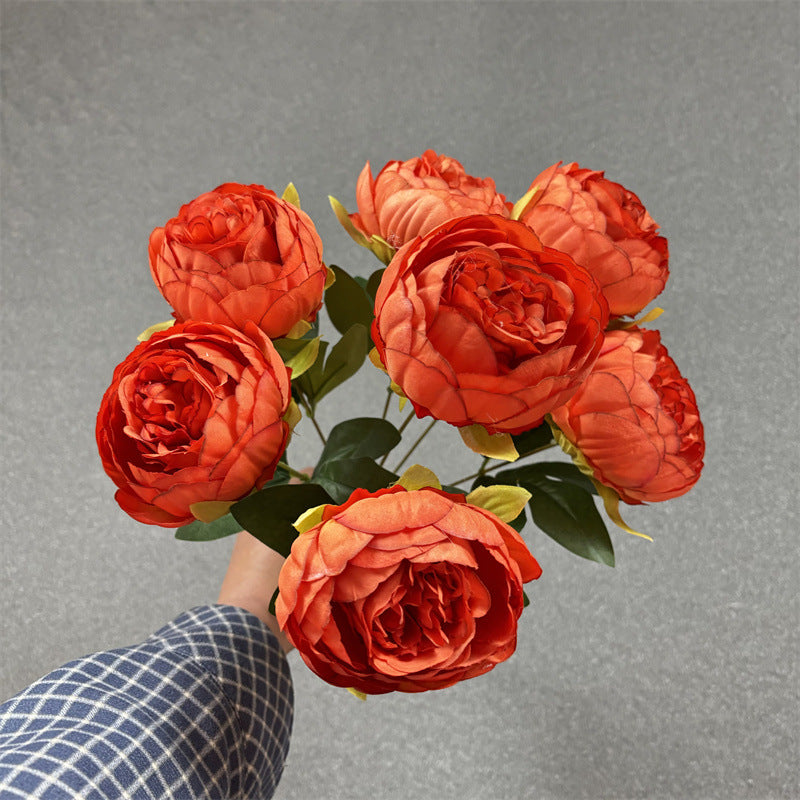 Bulk 17" Peony Bush Bouquet 7 Stems Silk Flowers Artificial Wholesale