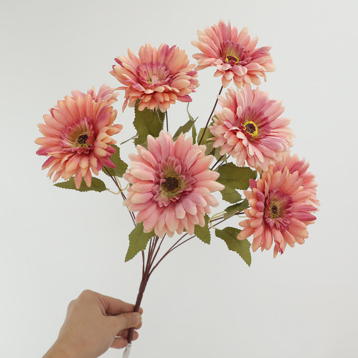 Bulk 19" Artificial Gerbera Daisy Bush - 9 Stems for Autumn & Winter Decor Wholesale