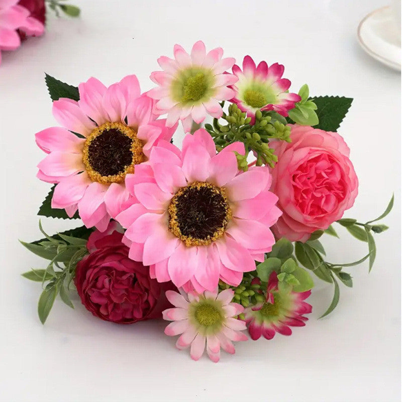 Bulk 12" Artificial Mums Silk Chrysanthemum Rose Sunflowers Daisy Bush Bouquet Wholesale