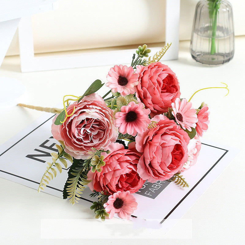 Bulk 11.8" Artificial Peony Bush Bouquet Mixed with Daisy for Table Small Arrangement Home Decor Wedding DIY Wholesale