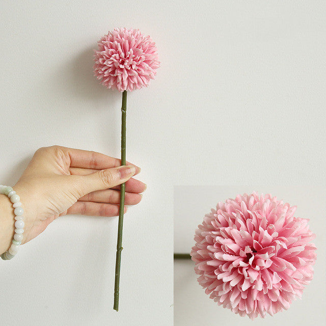 Bulk 11.4" Artificial Silk Pompon Mums Chrysanthemums with Stems Artificial Kiku Flowers Wholesale