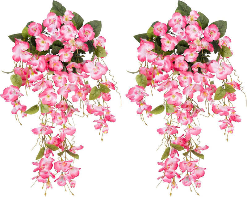 Bulk 2pcs Hibiscus Weeping Flowers Artificial Hanging Plants UV Resistant for Outdoors Wholesale