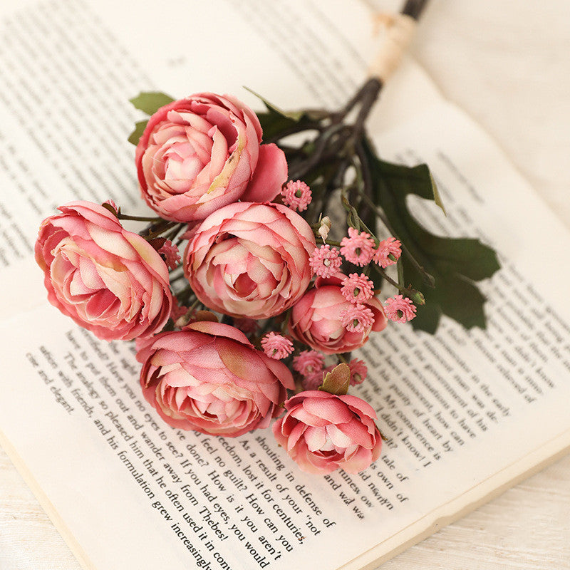 Bulk 12.5" Artificial Autumn Ranunculus Bouquet Realistic Fall Flowers for Fall Decor Thanksgiving Tabletop Wreath DIY Wholesale