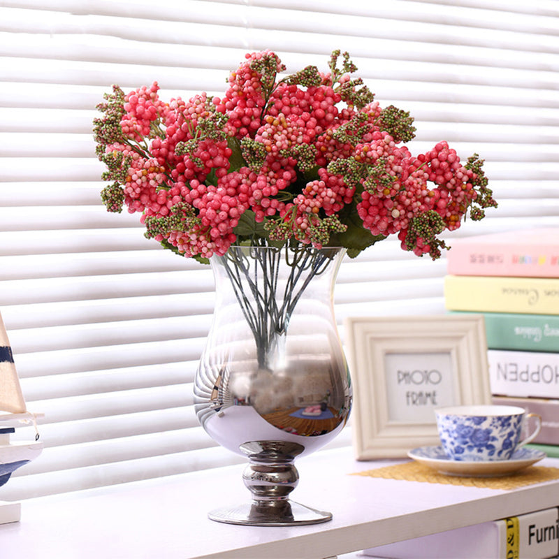 Bulk 3 Bundles 14" Faux Pink Berries Bush Wholesale