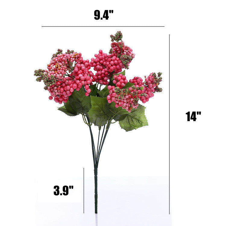 Bulk 3 Bundles 14" Faux Pink Berries Bush Wholesale