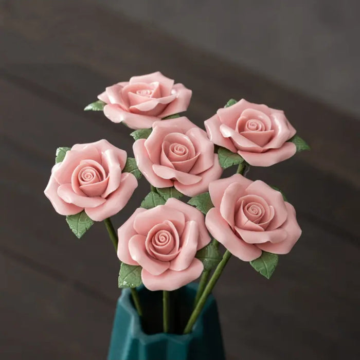 Bulk Porcelain Rose Flowers Stems Crafts Ceramic Floral Decoration Wholesale