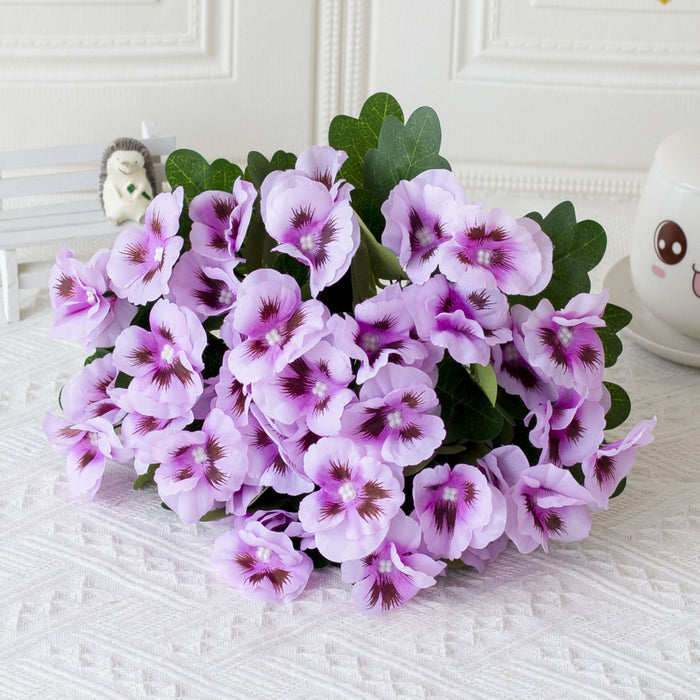 Bulk 2pcs Pansy Bush Artificial Flowers UV Resistant for Outdoors Wholesale