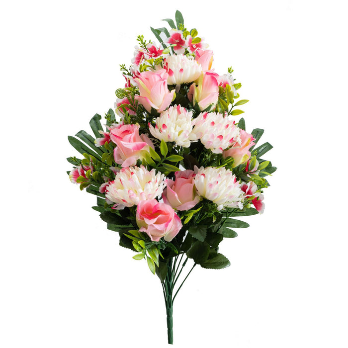 Bulk 25.5 Inches Tall Large Bush Mum flowers for Cemetery with Rose Buds Wholesale