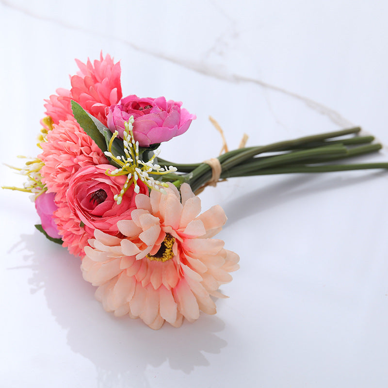 Bulk 12" Mixed Bouquet of Faux Chrysanthemum Pompon and Peony Buds Wholesale