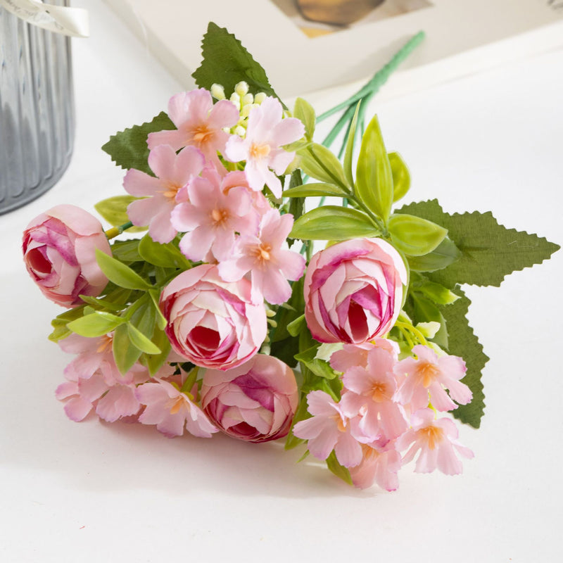 Bulk 11.5" Small Peony Buds Bush with Wildflowers Bouquet Wedding Flowers Wholesale